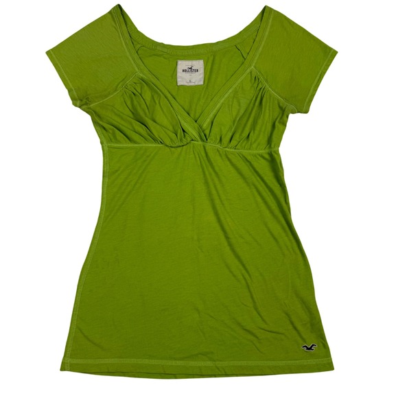 Hollister Tops - TRUE VTG Y2K Hollister Green Babydoll Top Sz L Cap Sleeve Empire Waist Bell Swan